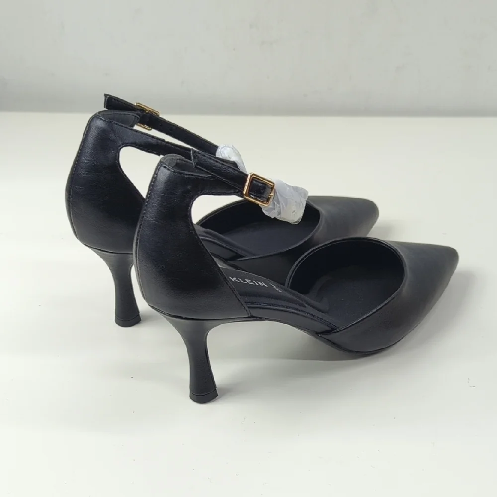 New Anne Klein Rhode Black Buckle Pointed Toe Pumps Shoes Size 8.5